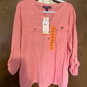 Gloria Vanderbilt  XXL NWT Coral Essence blouse